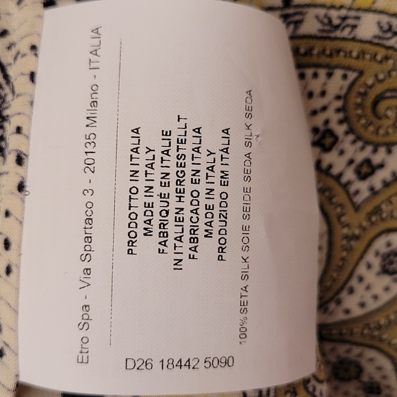 ETRO Silk Paisley Print Blouse Size Euro 44 (US 14/16) Black & Lime NWT - Picture 6 of 6